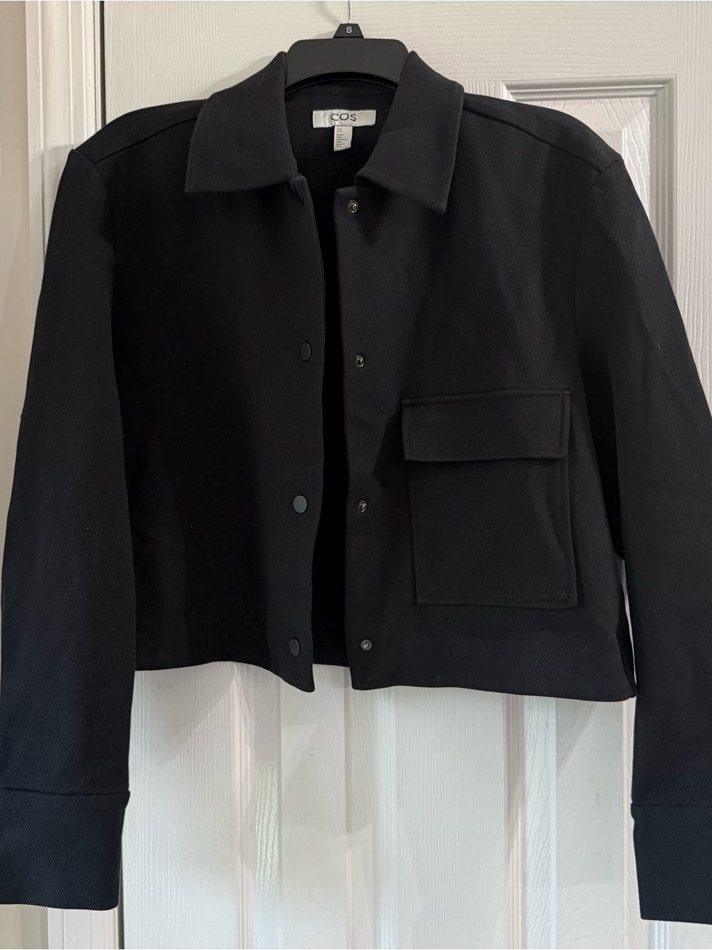 COS Black Cropped Utility Jacket with Flap Pocket